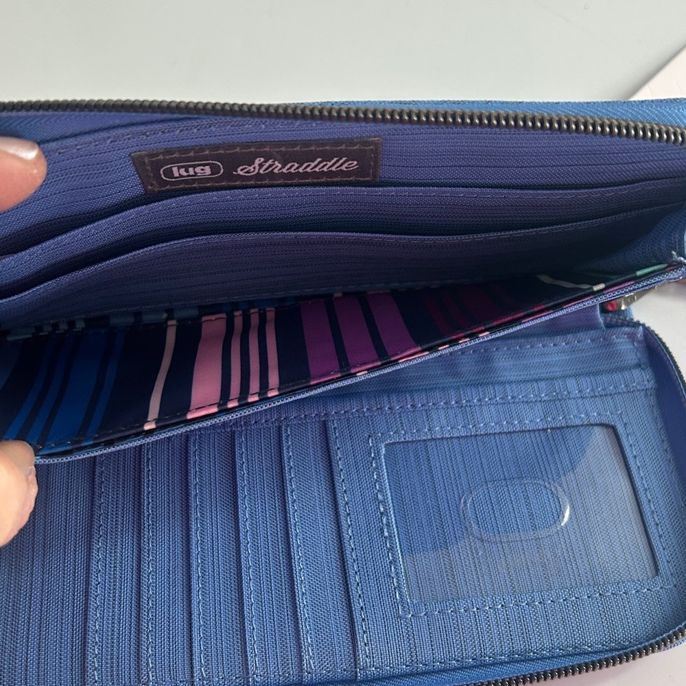 Lug Straddle Blue Wallet with Striped Interior - Picture 3 of 4